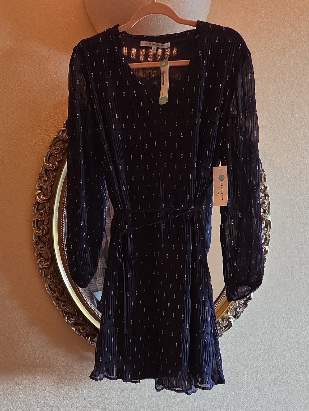 Vince Camuto Navy Dress with Metallic Pin Dots